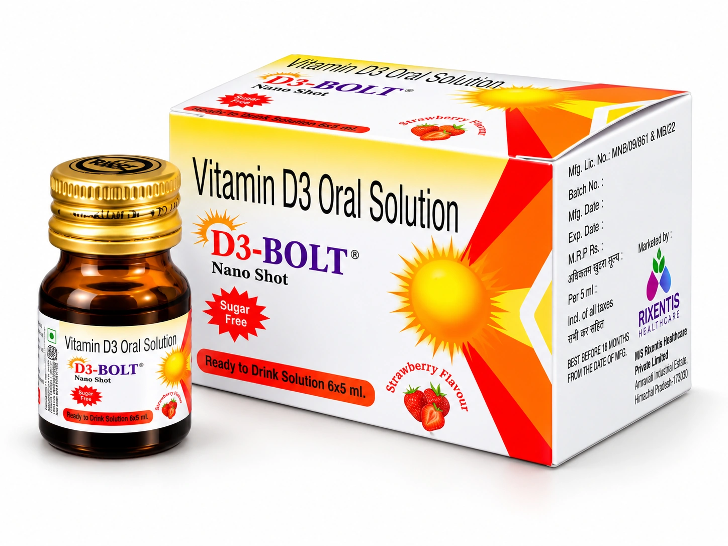 D3-Bolt Nano Shot tablet or oral solution pack